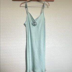 Mint Green Embellished Knee-Length Slip Dress LARGE